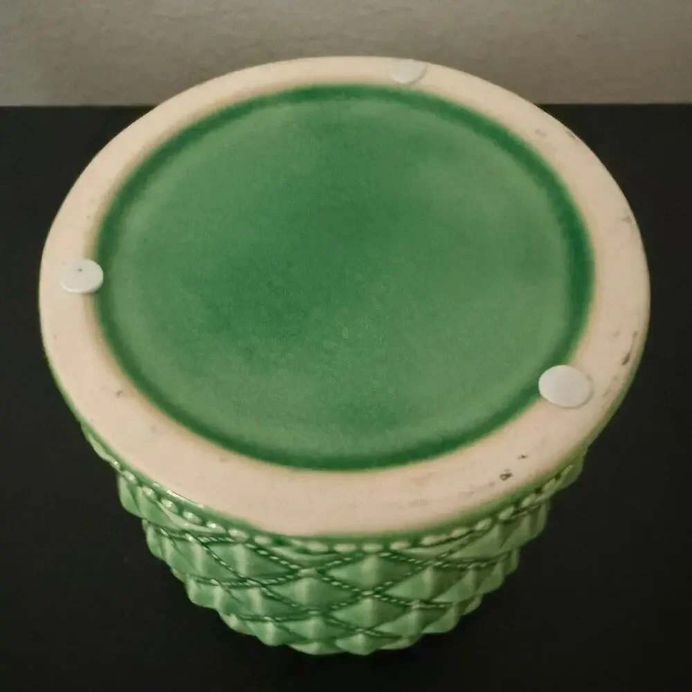 Bloomr Quilted Diamond Ceramic Planter Pot Vase Glossy Green Mini Small